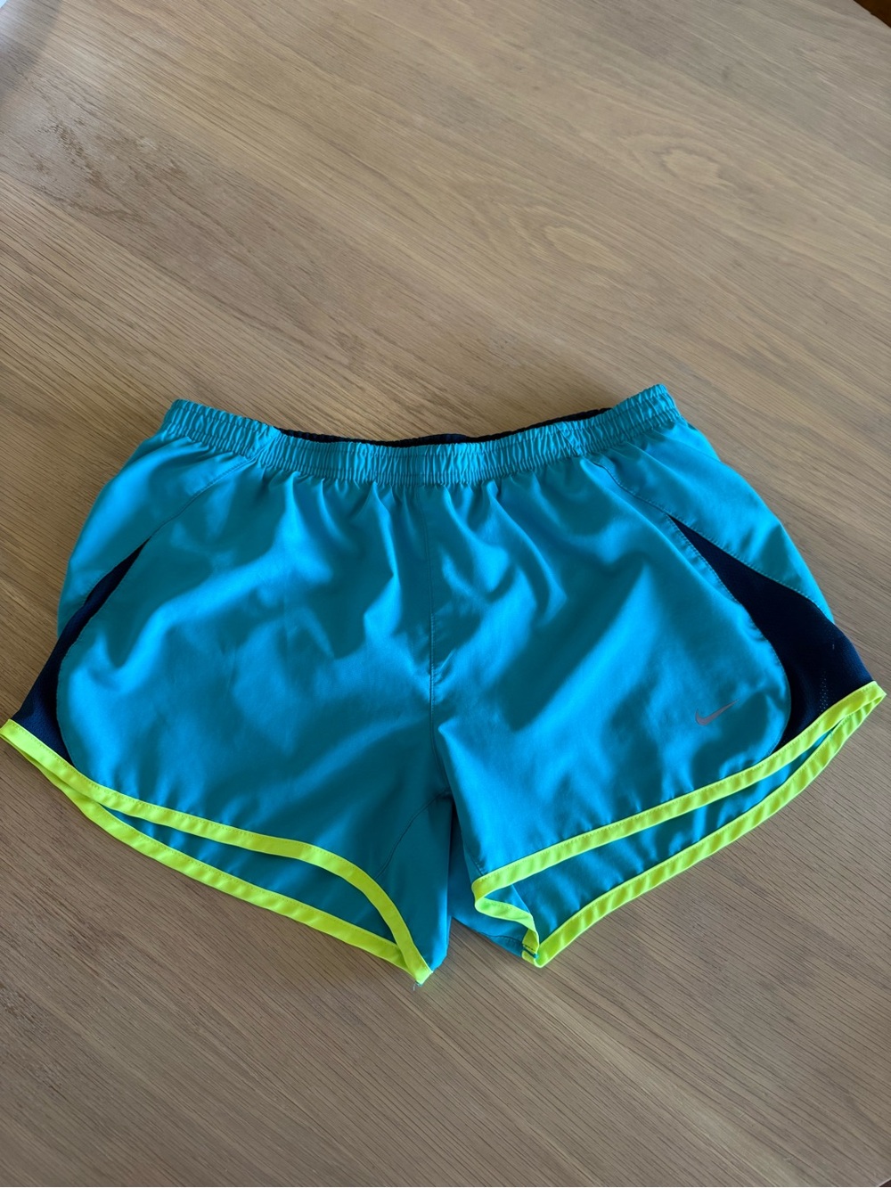 Nike Teal Drawstring Athletic Shorts with Gray Lining